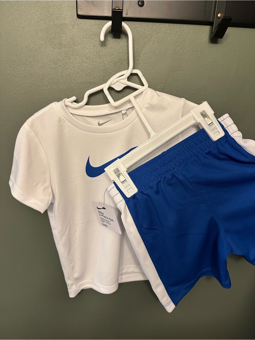 NEW Nike Kids White Tee & Royal Blue Athletic Shorts Set